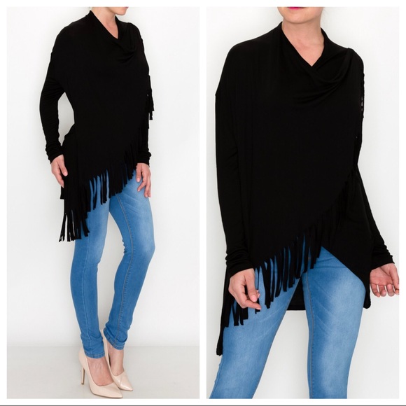 Fabulous Draped Fringe Cardigan with side Button - Picture 7 of 14